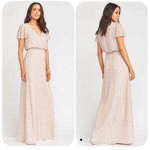 Show Me Your MuMu Champagne Michelle Flutter Maxi Dress - Size L